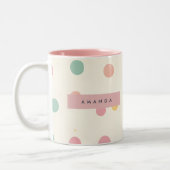Personalized Pastel Macaron Polka Dot  ツートーンマグカップ (左)