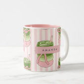 Personalized Pastel Matcha Cups Pattern ツートーンマグカップ (正面右)