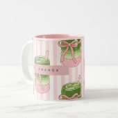 Personalized Pastel Matcha Cups Pattern ツートーンマグカップ (正面左)