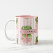 Personalized Pastel Matcha Cups Pattern ツートーンマグカップ (左)