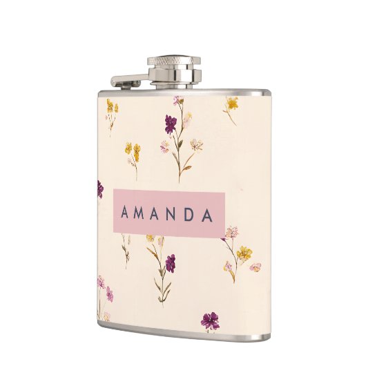 Personalized Pastel Meadow Blooms フラスク (左)