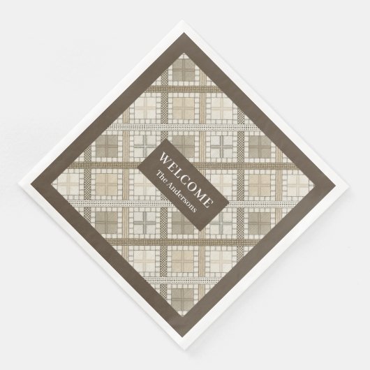 Personalized Pastel Napkins Chic Neutral Geometry (コーナー)