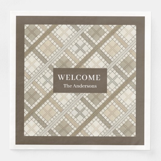 Personalized Pastel Napkins Chic Neutral Geometry (正面)
