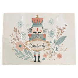 Personalized Pastel Nutcracker Christmas ラージペーパーバッグ