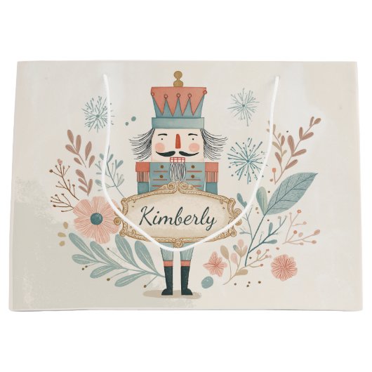 Personalized Pastel Nutcracker Christmas ラージペーパーバッグ (正面)