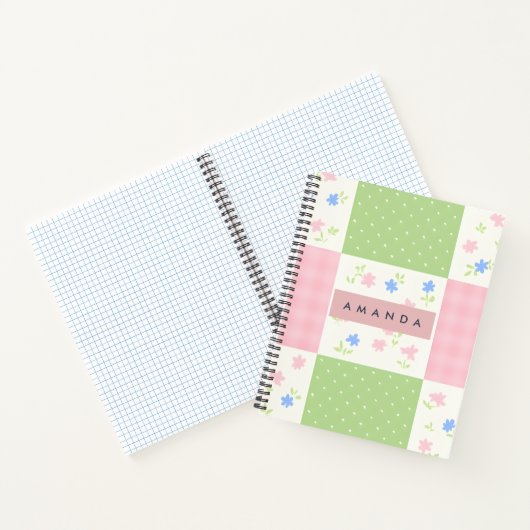 Personalized Pastel Patchwork Floral Pattern ノートブック (内部)