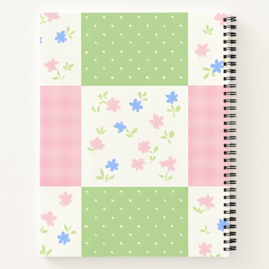 Personalized Pastel Patchwork Floral Pattern ノートブック (裏面)