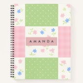Personalized Pastel Patchwork Floral Pattern ノートブック (正面)