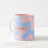 Personalized Pastel Pink and Baby Blue Abstract ツートーンマグカップ (正面左)