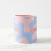 Personalized Pastel Pink and Baby Blue Abstract ツートーンマグカップ (中央)