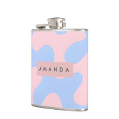 Personalized Pastel Pink and Baby Blue Abstract フラスク (左)
