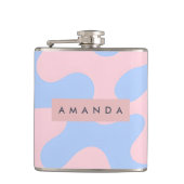 Personalized Pastel Pink and Baby Blue Abstract フラスク (正面)