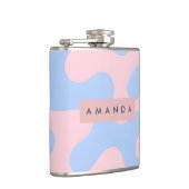 Personalized Pastel Pink and Baby Blue Abstract フラスク (右)
