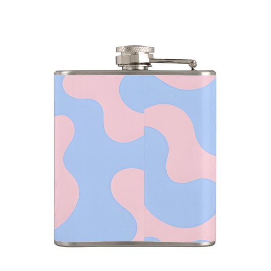 Personalized Pastel Pink and Baby Blue Abstract フラスク (裏面)