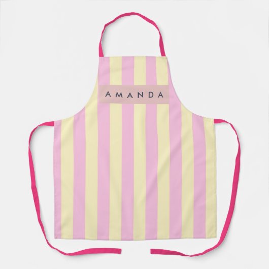 Personalized Pastel Pink and Yellow Stripe エプロン (正面)