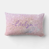 Personalized pastel pink blue glitter ランバークッション (裏面)