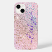 Personalized pastel pink blue glitter Case-Mate iPhoneケース (裏面)