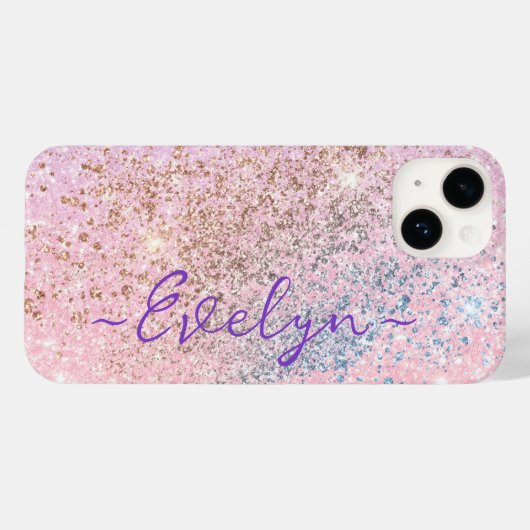 Personalized pastel pink blue glitter Case-Mate iPhoneケース (裏面 (横))