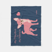 Personalized Pastel Pink Chihuahua Valentine フリースブランケット (正面)