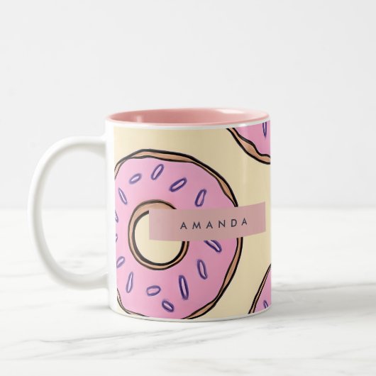Personalized Pastel Pink Donut  ツートーンマグカップ (左)