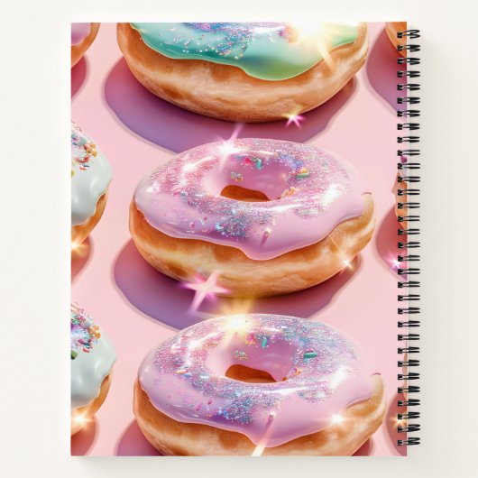 Personalized Pastel Pink Donut Sparkle ノートブック (裏面)