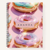 Personalized Pastel Pink Donut Sparkle ノートブック (正面)