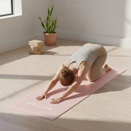 Personalized Pastel Pink Monogram Name Yoga Mat ヨガマット