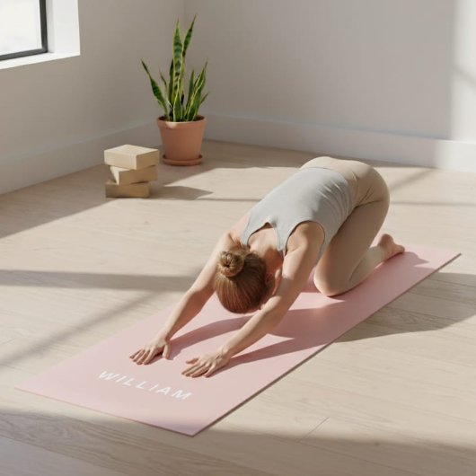 Personalized Pastel Pink Monogram Name Yoga Mat ヨガマット