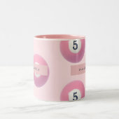 Personalized Pastel Pink Number 5 Billiard Ball ツートーンマグカップ (中央)