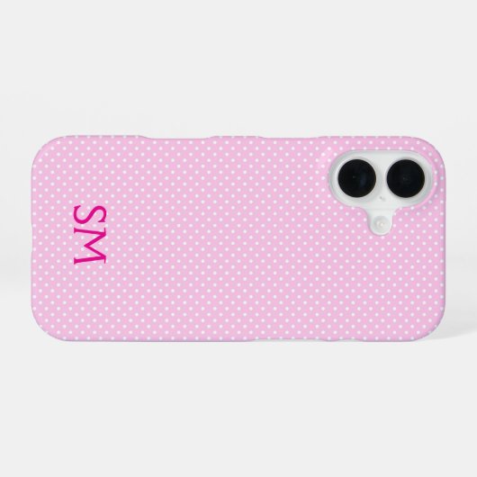 Personalized Pastel Pink Polka Dot Phone Case iPhone 16ケース (裏面横)