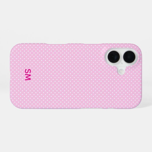 Personalized Pastel Pink Polka Dot Phone Case iPhone 16ケース (裏面横)