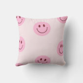 Personalized Pastel Pink Smiley Face  クッション (裏面)