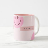 Personalized Pastel Pink Smiley Face  ツートーンマグカップ (正面右)