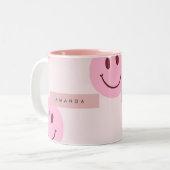 Personalized Pastel Pink Smiley Face  ツートーンマグカップ (正面左)