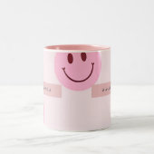 Personalized Pastel Pink Smiley Face  ツートーンマグカップ (中央)