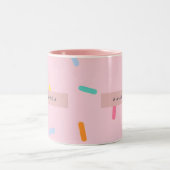 Personalized Pastel Pink Sprinkle Confetti ツートーンマグカップ (中央)