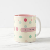Personalized Pastel Polka Dot Style  ツートーンマグカップ (正面右)