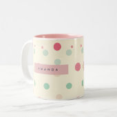 Personalized Pastel Polka Dot Style  ツートーンマグカップ (正面左)