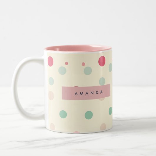 Personalized Pastel Polka Dot Style  ツートーンマグカップ (左)