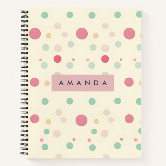 Personalized Pastel Polka Dot Style  ノートブック (正面)