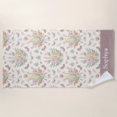 Personalized Pastel Purple Butterfly Kids ビーチタオル (正面)