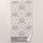 Personalized Pastel Purple Butterfly Kids ビーチタオル (正面)