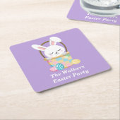 Personalized Pastel Purple Happy Easter Party スクエアペーパーコースター (アングル)