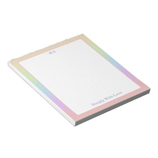 personalized Pastel Rainbow ノートパッド (アングル)