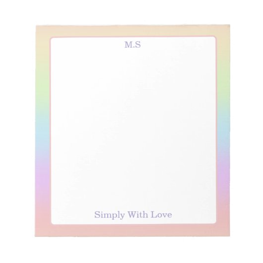 personalized Pastel Rainbow ノートパッド (正面)
