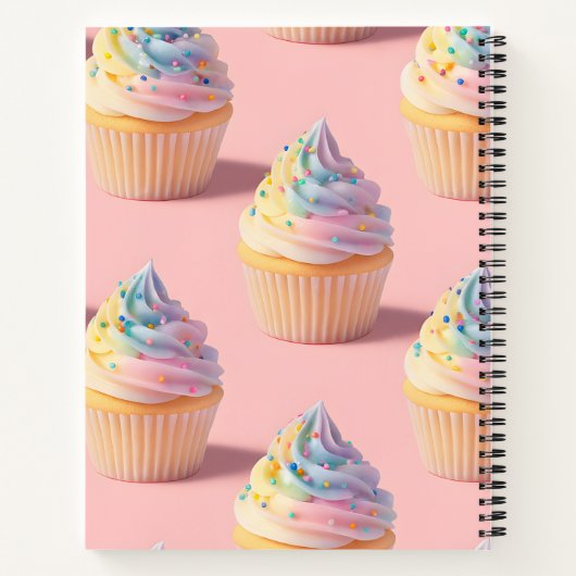 Personalized Pastel Rainbow Cupcake Pattern ノートブック (裏面)