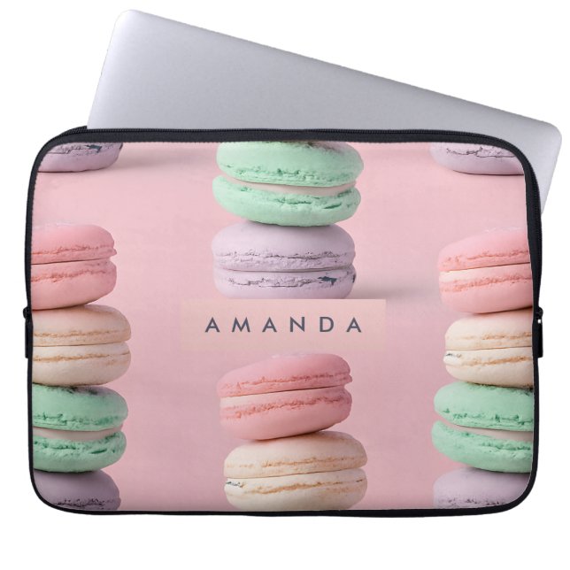 Personalized Pastel Rainbow Macaron Delight ラップトップスリーブ (正面)