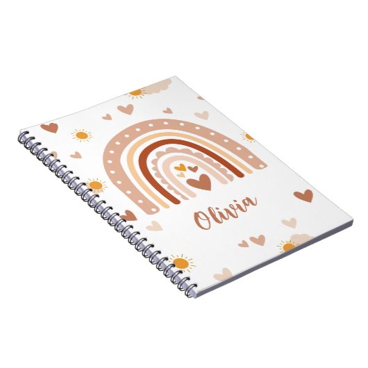 Personalized Pastel Rainbow Spiral Notebook  ノートブック (右側)