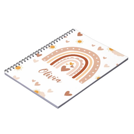 Personalized Pastel Rainbow Spiral Notebook  ノートブック (左側)