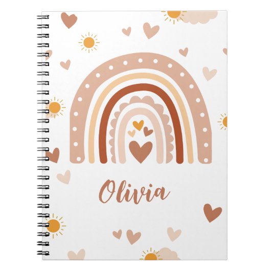 Personalized Pastel Rainbow Spiral Notebook  ノートブック (正面)